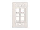 C2G  03413 4-Port Single Gang Multimedia Keystone Wall Plate - White