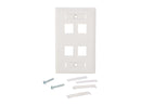 C2G  03413 4-Port Single Gang Multimedia Keystone Wall Plate - White