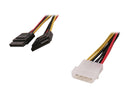 StarTech 12in LP4 to 2x SATA Power Y Cable Adapter - Molex to to Dual