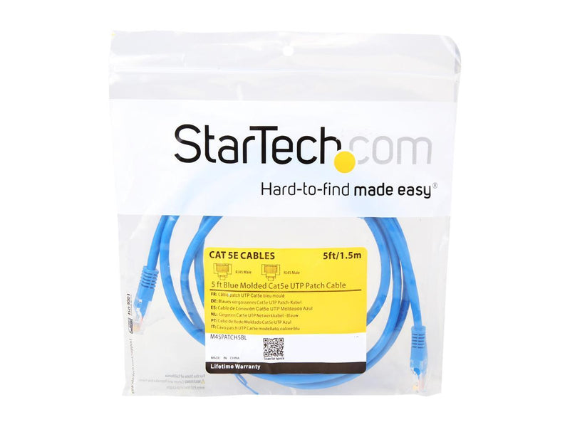 StarTech.com Cat5e Ethernet Cable - 5 ft - Blue - Patch Cable - Molded