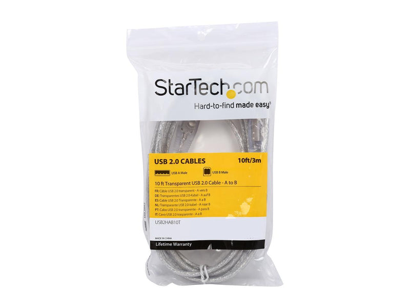StarTech.com USB2HAB10T Transparent USB 2.0 Cable - A to B