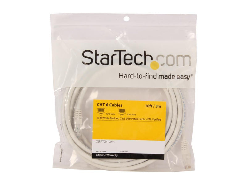 StarTech.com C6PATCH10WH 10 ft. Cat 6 White Molded UTP Patch Cable