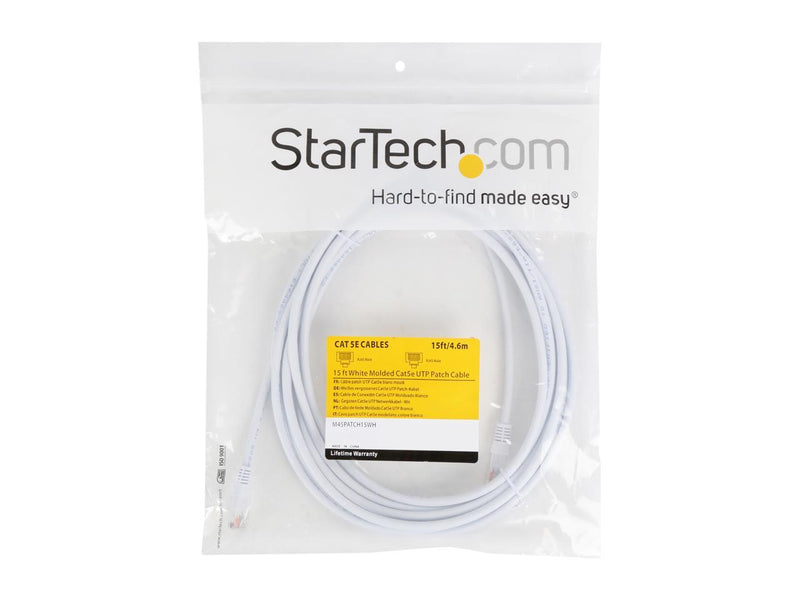 StarTech.com M45PATCH15WH 15 ft. Cat 5E White Cat. 5E UTP Patch Cable