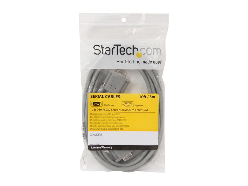 StarTech.com Model SCNM9FM 10 ft. DB9 RS232 Serial Null Modem Cable Female to