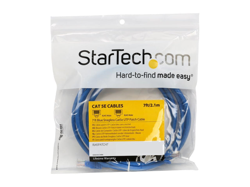 StarTech.com RJ45PATCH7 7 ft. Cat 5E Blue Snagless UTP Patch Cable