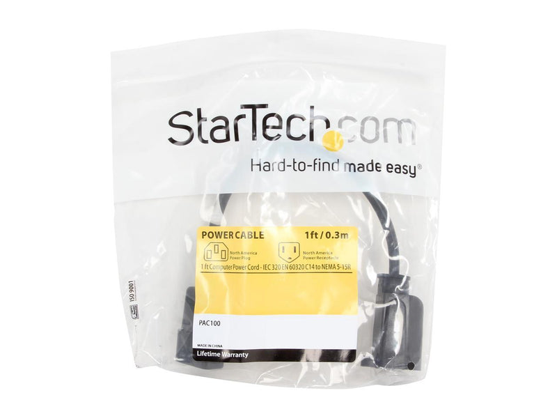 StarTech.com Model PAC100 1 ft. Computer Power Cord Male to Female