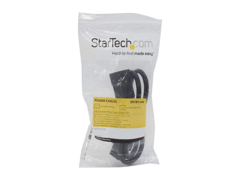 StarTech.com Model PXTC19C203 3 ft. Computer Power Cord - C19 to C20
