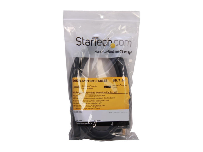 StarTech.com DPEXT6L 6 ft. Black Connector A: 1 - DisplayPort (20 pin; Latching)