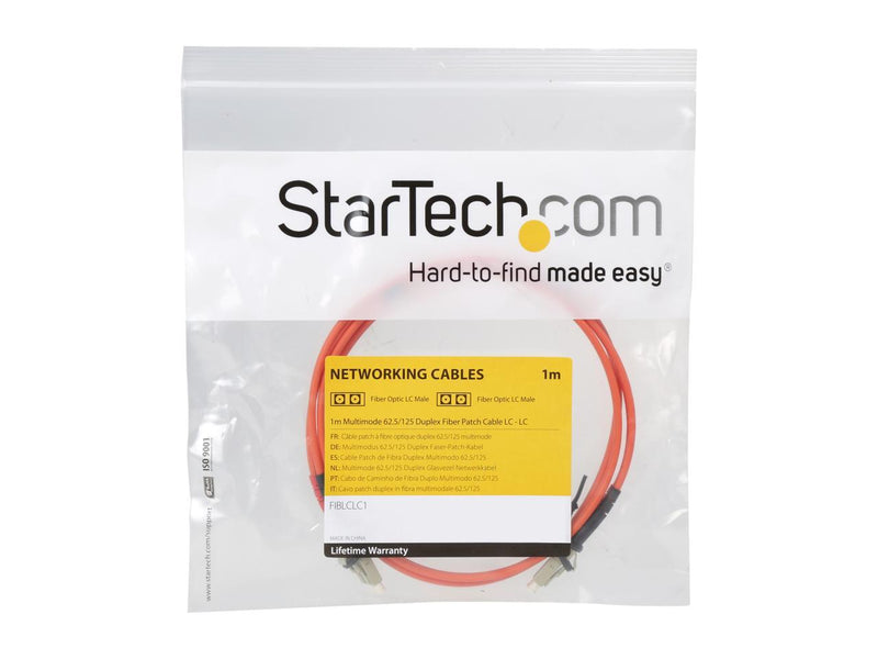 StarTech.com FIBLCLC1 3.28 ft. Multimode 62.5/125 Duplex Fiber Patch Cable LC -