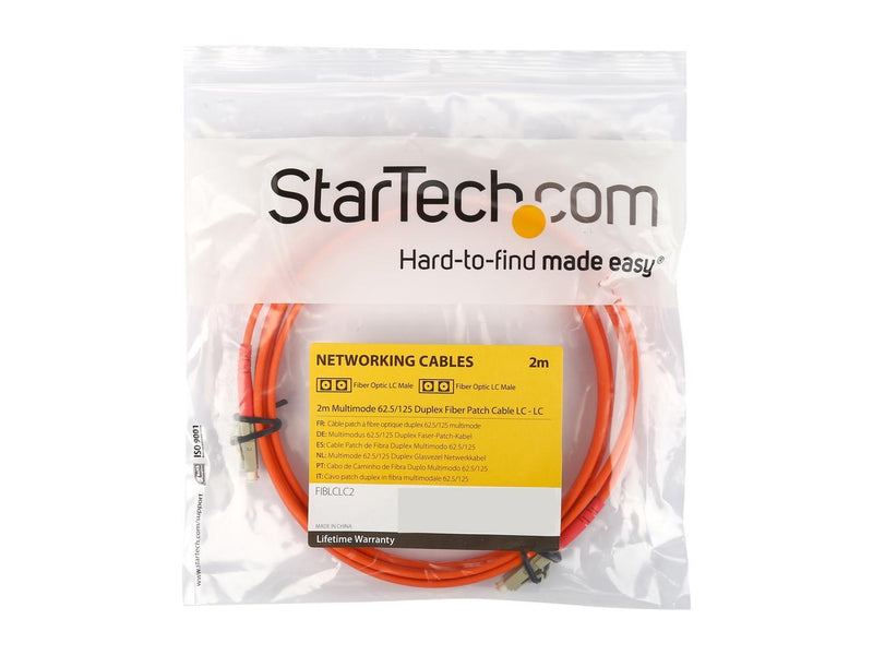 StarTech.com FIBLCLC2 6.56 ft. Multimode 62.5/125 Duplex Fiber Patch Cable LC -