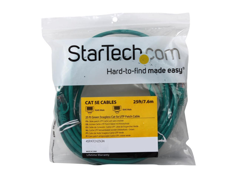 StarTech.com 45PATCH25GN 25 ft. Cat 5E Green Network Cable