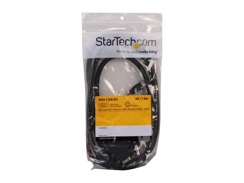 StarTech.com VGABNC5 6 ft. Coax HD15 VGA to 5 BNC Monitor Cable