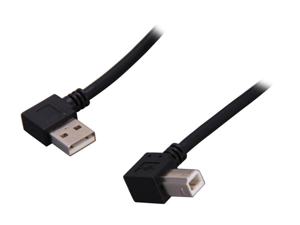 StarTech.com USB2HAB2RA3 Black A Right Angle to B Right Angle USB Cable