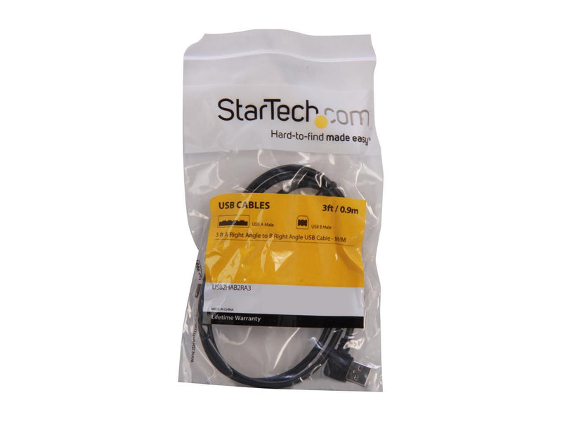 StarTech.com USB2HAB2RA3 Black A Right Angle to B Right Angle USB Cable