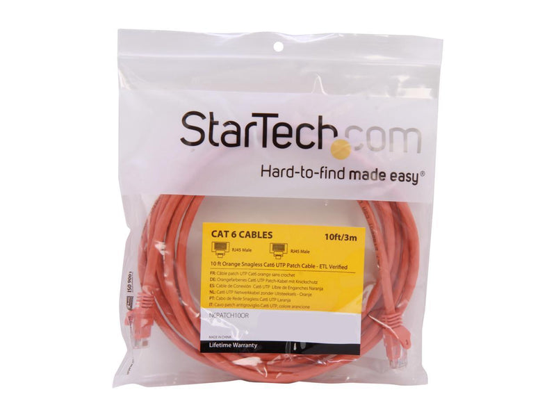 StarTech.com 10ft CAT6 Ethernet Cable - Orange CAT 6 Gigabit Ethernet