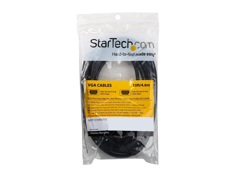 StarTech.com MXT101MMLP15 15 ft. Thin Coax High Res VGA Monitor Cable -Low