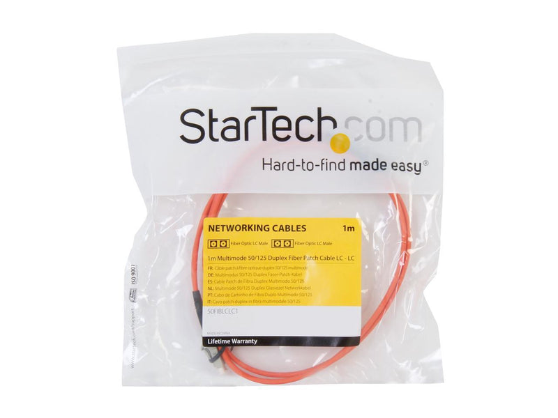 StarTech.com 50FIBLCLC1 3.3 ft. Multimode 50/125 Duplex Fiber Patch Cable LC -