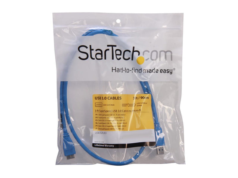 StarTech.com USB3SAUB3 Blue SuperSpeed USB 3.0 Cable A to Micro B