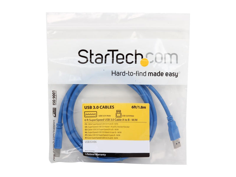 StarTech.com USB3SAB6 Blue SuperSpeed USB 3.0 Cable A to B M/M