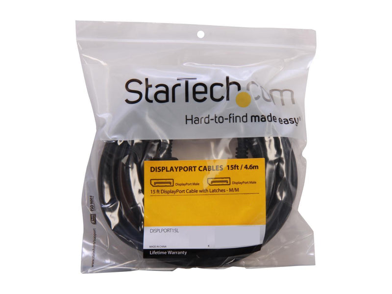 StarTech.com DISPLPORT15L DisplayPort Cable - 15 ft. - with Latches - 4K