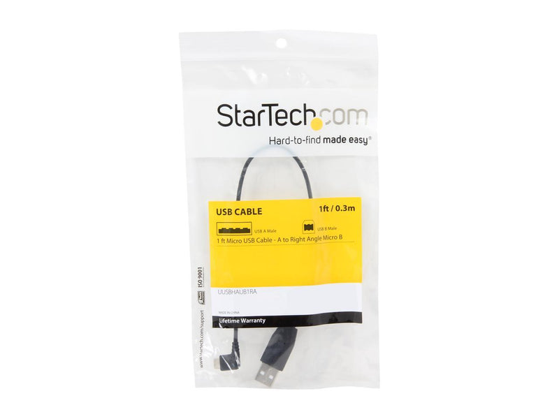 StarTech.com UUSBHAUB1RA Black USB to Right Angle MicroUSB Cable