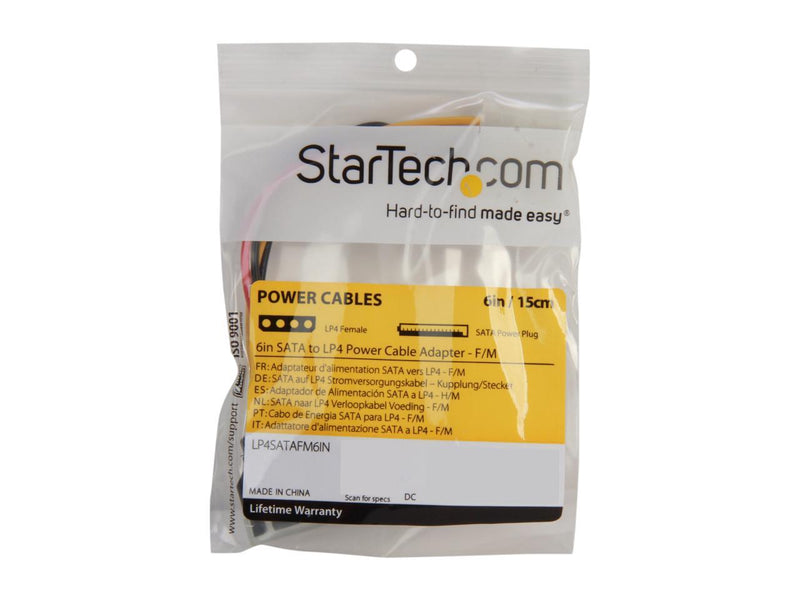 StarTech.com LP4SATAFM6IN 6in SATA to LP4 Power Cable Adapter - F/M Female to