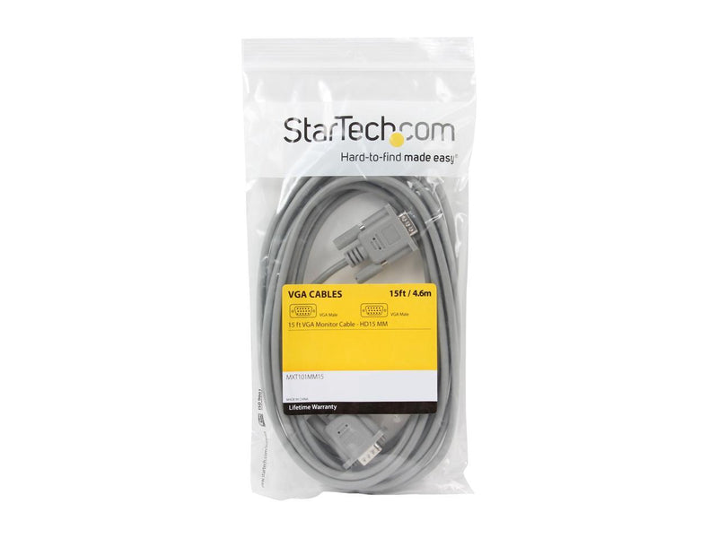 StarTech 15 ft Monitor VGA Cable - HD15 M/M - Supports resolutions