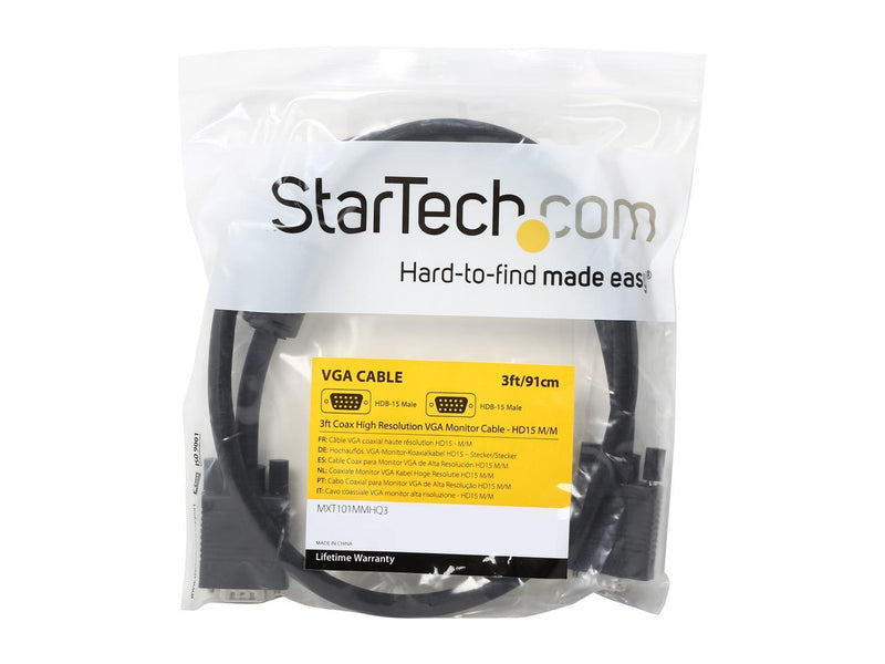 StarTech.com MXT101MMHQ3 3 ft. Coax High Resolution VGA Monitor Cable - HD15 M/M