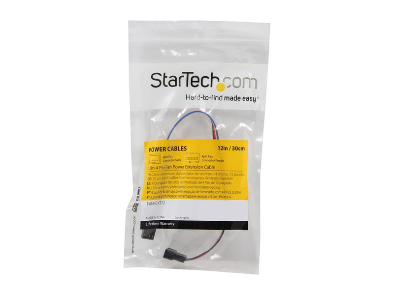 StarTech.com FAN4EXT12 4 Pin Fan Power Extension Cable - F/M Female to Male