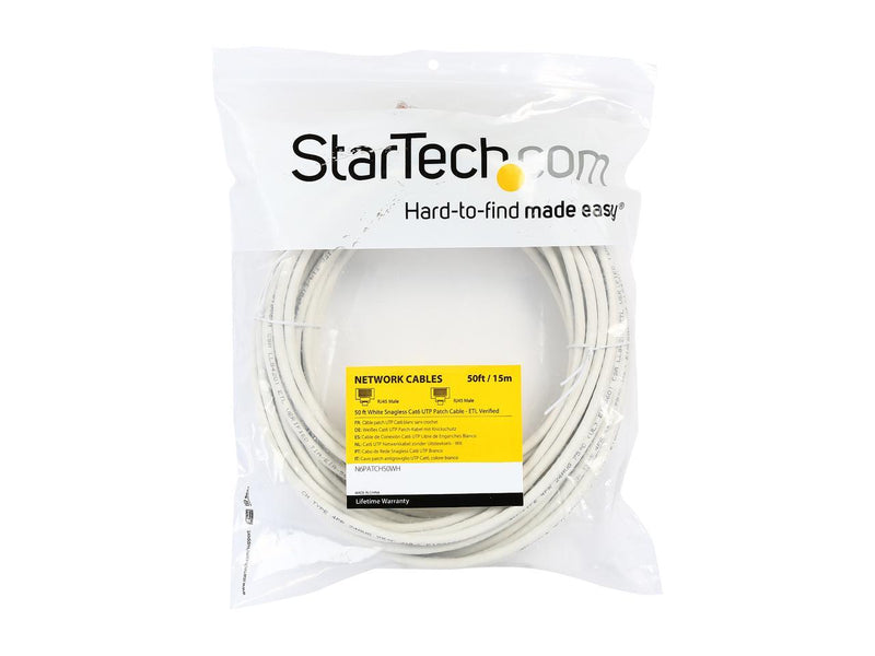 StarTech.com N6PATCH50WH 50 ft. Cat 6 White Snagless Network Cable