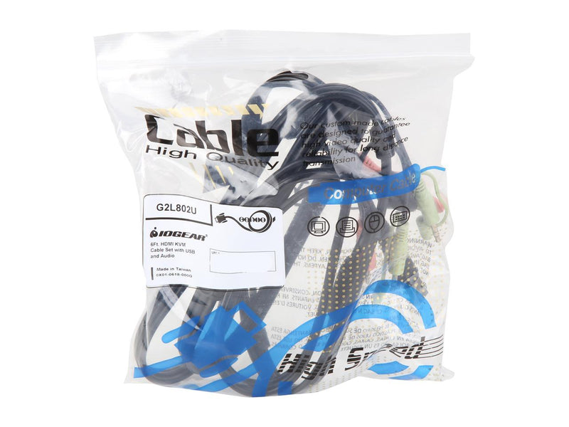 IOGEAR USB HDMI KVM Cable Set with Audio (TAA) 6 Foot, G2L802U