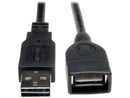Tripp Lite Universal Reversible USB 2.0 A-Male to A-Female Extension Cable - 6ft
