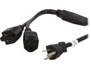 C2G Model 29802 18" 16 AWG 1-to-2 Power Cord Splitter Male to Female
