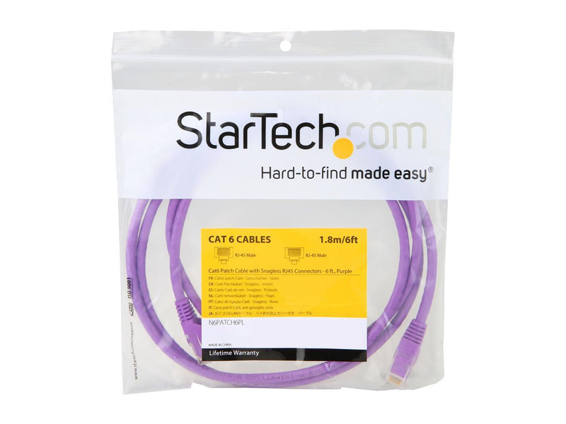 StarTech.com N6PATCH6PL 6 ft. Cat 6 Purple Network Ethernet Cable