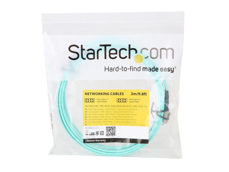 StarTech 450FBLCLC3 StarTech.com Aqua OM4 Duplex Multimode Fiber - 3m / 9.8 ft.