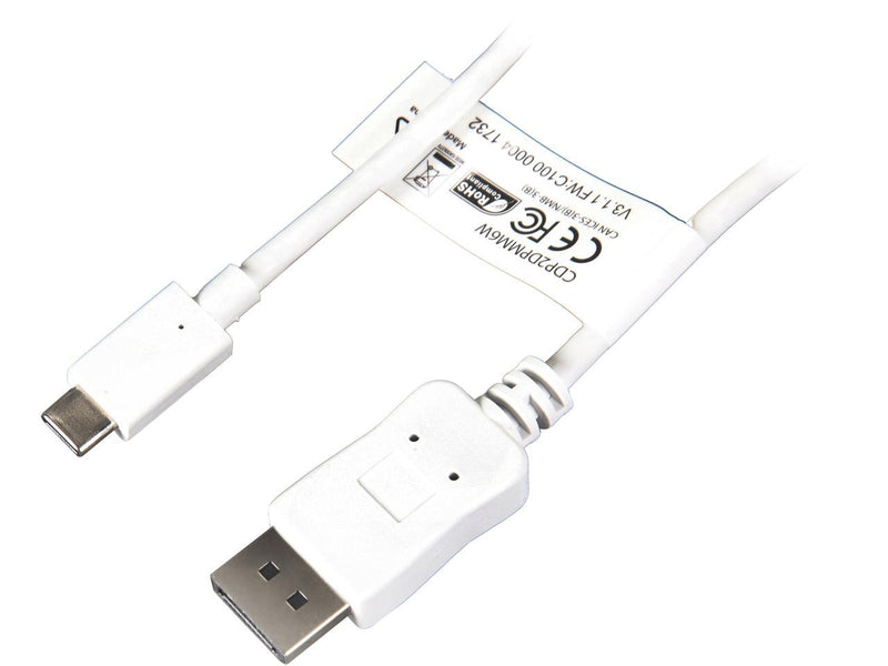 StarTech.com CDP2DPMM6W 6ft USB C to DisplayPort Cable - White - 4K 60Hz