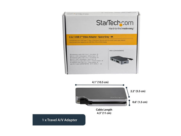 StarTech.com CDPVDHDMDPSG USB-C Multiport Video Adapter - Aluminum - USB Type C