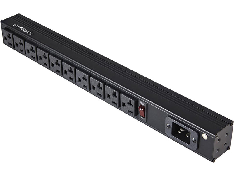 10 Outlet Rack Mount Power Strip 125V/16 Amp, 1U Horizontal 19" Rackmount PDU,