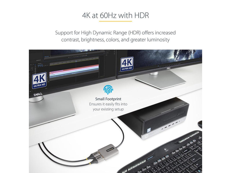 StarTech.com 2-Port DisplayPort MST Hub - Dual 4K 60Hz - DP to 2x DisplayPort
