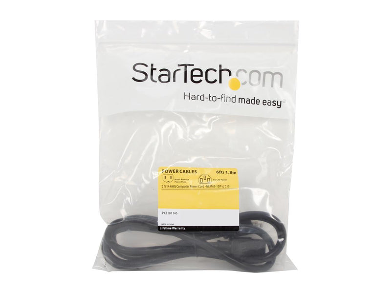 StarTech.com Model PXT101146 6 ft. 14 AWG Computer Power Cord - NEMA5-15P to C13