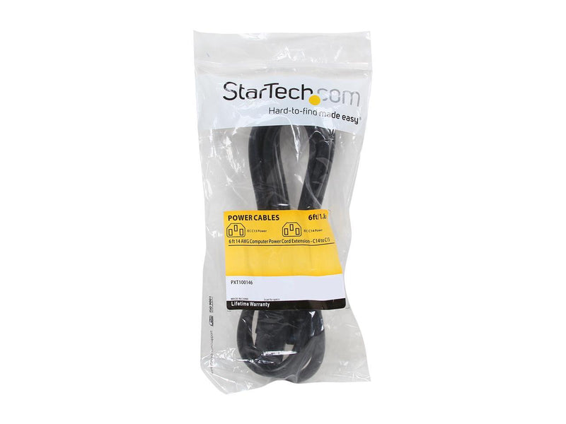 StarTech.com Model PXT100146 6 ft. 14 AWG Computer Power Cord Extension - C14 to