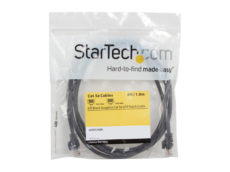 StarTech.com 45PATCH6BK 6 ft. Cat 5E Black Cat.5e UTP Patch Cable
