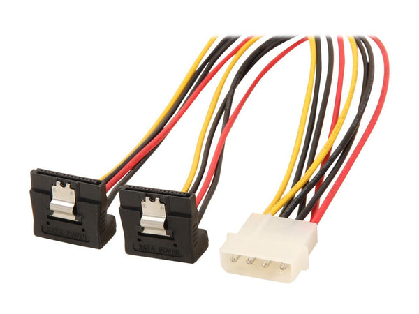 StarTech.com PYO2LP4LSATR LP4 to 2x Right Angle Latching SATA Power Y Cable