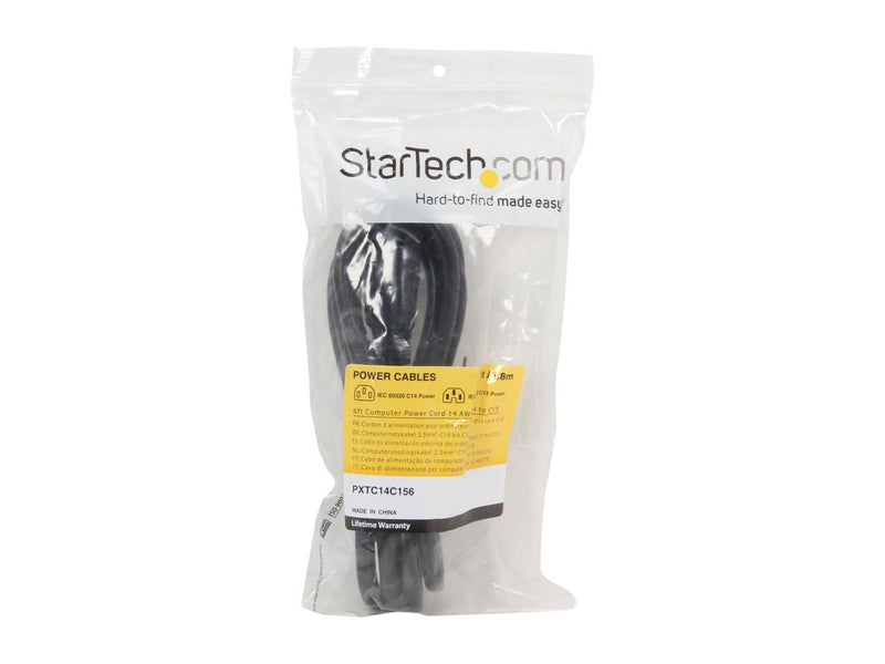 StarTech.com PXTC14C156 6 ft. 14 AWG Computer Power Cord - IEC C14 to IEC C15