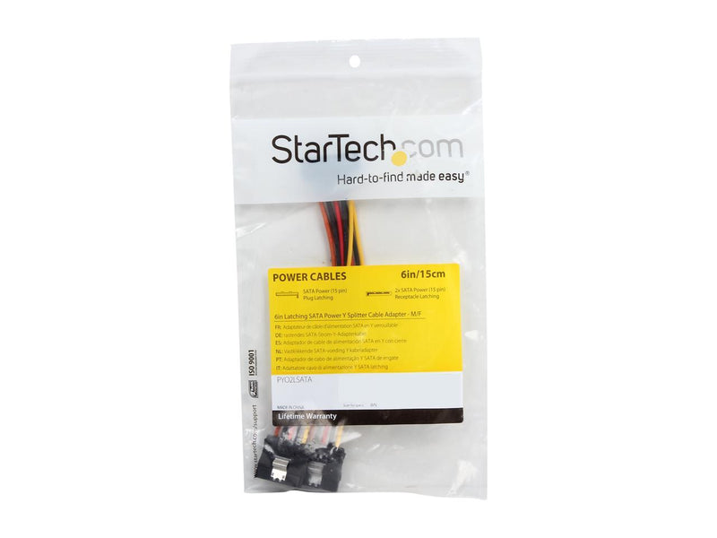 StarTech.com 6in Latching SATA Power Y Splitter Cable Adapter - M/F -