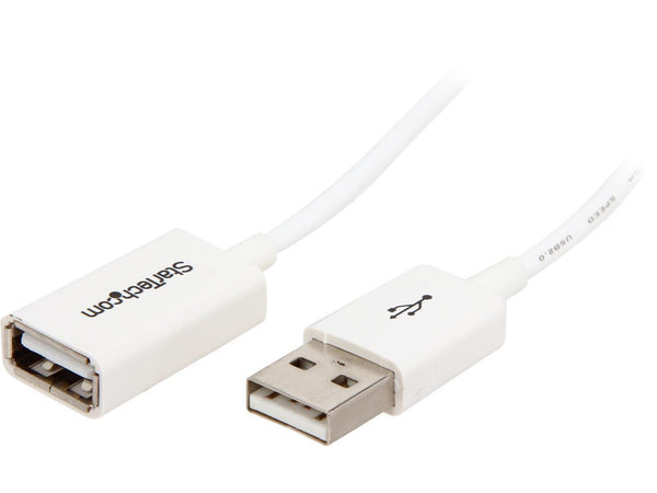 StarTech USBEXTPAA2MW 6.56 ft White USB 2.0 Extension Cable A to A M-F