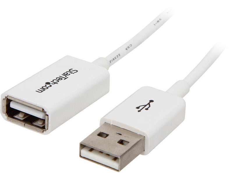 StarTech USBEXTPAA1MW 3.28 ft White USB 2.0 Extension Cable A to A M-F