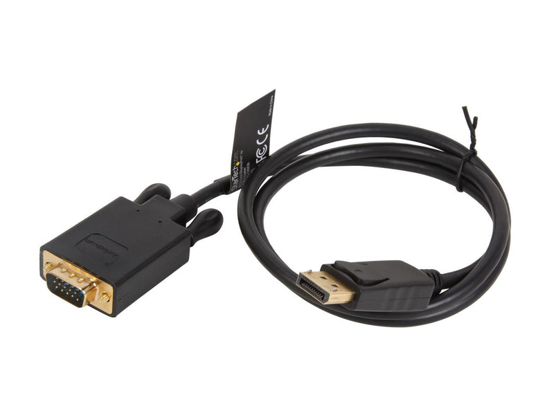 StarTech.com DP2VGAMM3B 3 ft. Black DisplayPort (20 pin) Latching to  VGA (15