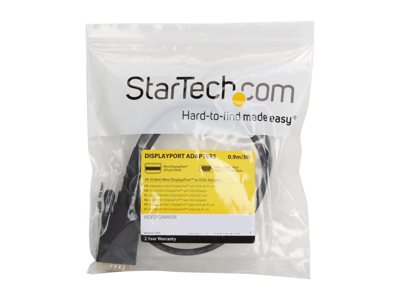 StarTech.com Model MDP2VGAMM3B Black Mini DisplayPort to VGA Adapter Converter