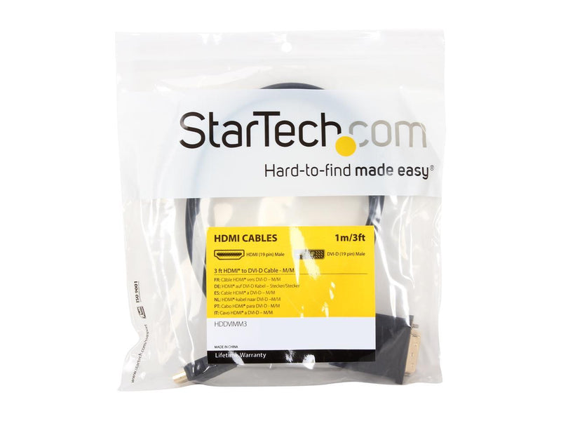 StarTech.com HDDVIMM3 Black HDMI (19 pin) Male to DVI-D (19 pin) Male to Male